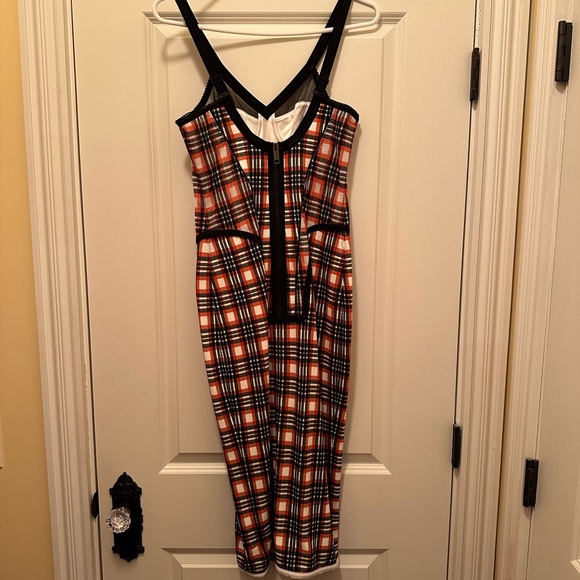 BURBERRY RED PLAID CORSET MIDI DRESS SIZE 6 - Picture 6 of 14